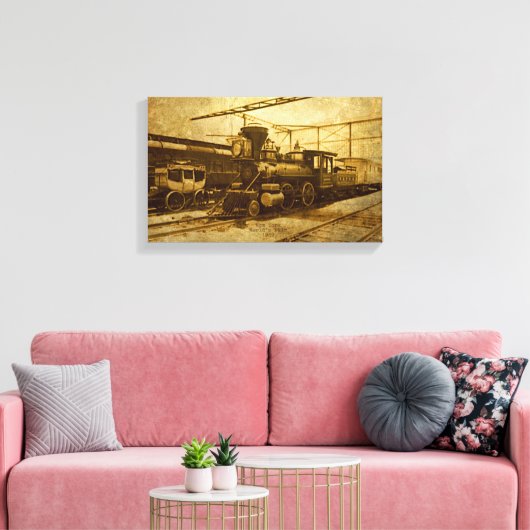 trein Steampunk op doek Canvas Afdruk (Insitu (Woonkamer))