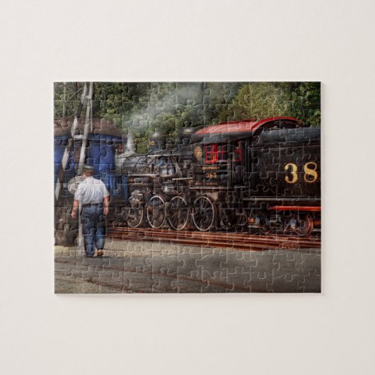 Trein - Stoom - Het werk van de conducteur Legpuzzel (Horizontaal)