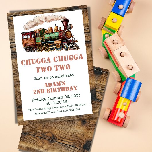 Trein Tweede 2e verjaardagsfeestje Chugga Chugga T Kaart