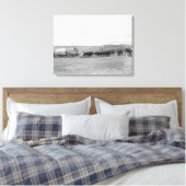 Trein van Oxen en Wagons, voorgelost voor zwarte h Canvas Afdruk (Insitu (Slaapkamer))