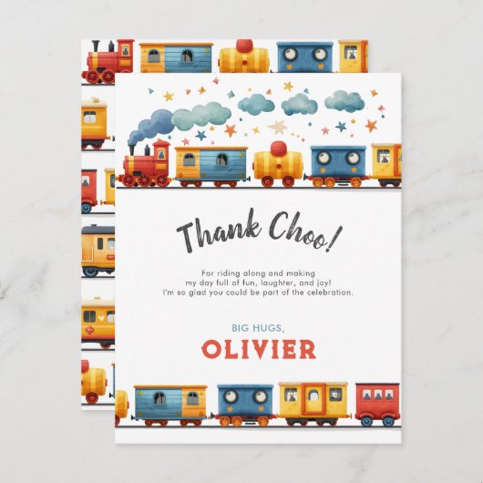 Trein Verjaardag Bedankt Card (Voorkant / Achterkant)