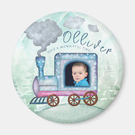 Trein Verjaardag Chugga Chugga Twee foto's Magneet