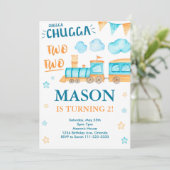 Trein Verjaardag Nodig Chugga Chugga Twee Twee Kaart (Staand voorkant)