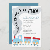 Trein Verjaardag Uitnodiging, Trein 2e Verjaardag Kaart (Voorkant / Achterkant)