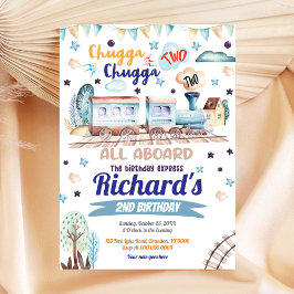 Trein verjaardagsuitnodiging Chugga Chugga Two Two Kaart