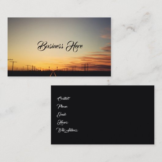 Trein volgt zonsondergang landschap pad visitekaartje (Voorkant / Achterkant)