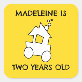 Trein voor tweede verjaardag vierkante sticker