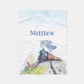Trein Waterverf Jongensnaam Fleece Deken (Voorkant)