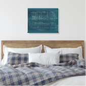 Treinblauwdruk I Canvas Afdruk (Insitu (Slaapkamer))