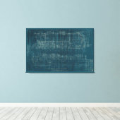 Treinblauwdruk I Canvas Afdruk (Insitu (Houten vloer))