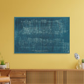 Treinblauwdruk I Canvas Afdruk (Insitu (Woonkamer))