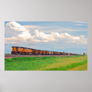 treinen met veel auto's poster