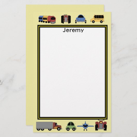 Treinen, platen en profielen, van automobielen briefpapier (Voorkant / Achterkant)