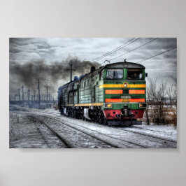 Treinen Russische dieselmotor Poster