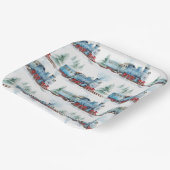 Treinen Verjaardagsfeest Waterverf Blauw Papieren Bordje (Gebogen)