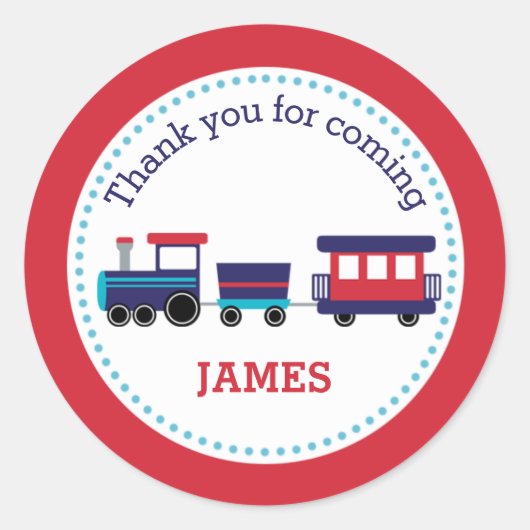 Treinen voor boetestickers (boys Birthday Navy Blu Ronde Sticker (Voorkant)