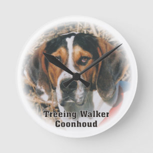 Treing Walker Coonhound Dog Clock Ronde Klok