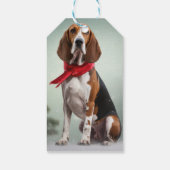 Treining Walker Coonhound Hond in Sneeuw Kerstmis Cadeaulabel (Achterkant)