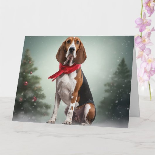 Treining Walker Coonhound Hond in Sneeuw Kerstmis Kaart (Orchidee)