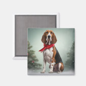 Treining Walker Coonhound Hond in Sneeuw Kerstmis Magneet (Voorkant / Achterkant)