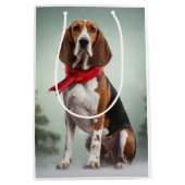 Treining Walker Coonhound Hond in Sneeuw Kerstmis Medium Cadeauzakje (Voorkant)