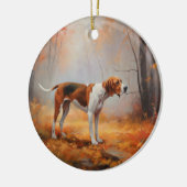 Treining Walker Coonhound in Herfstbladeren Herfst Keramisch Ornament (Links)
