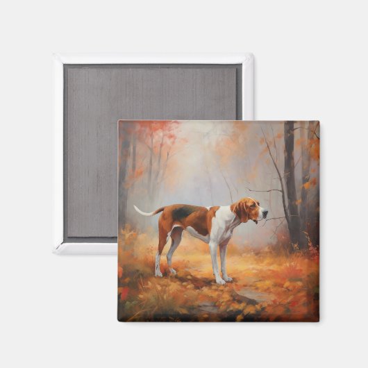Treining Walker Coonhound in Herfstbladeren Herfst Magneet (Voorkant / Achterkant)