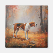 Treining Walker Coonhound in Herfstbladeren Herfst Magneet (Voorkant)