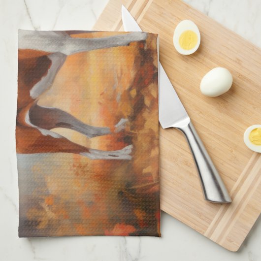 Treining Walker Coonhound in Herfstbladeren Herfst Theedoek (Quarter Fold)