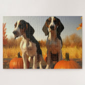 Treining Walker Coonhound Puppy Herfst Pompoen Legpuzzel (Horizontaal)