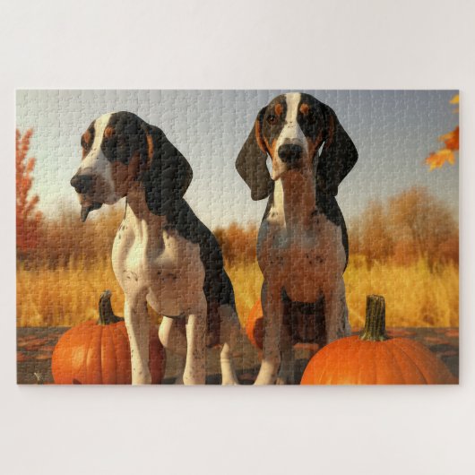 Treining Walker Coonhound Puppy Herfst Pompoen Legpuzzel (Horizontaal)