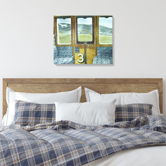 Treinlandschap (door Eric Ravilious) Canvas Afdruk (Insitu (Slaapkamer))