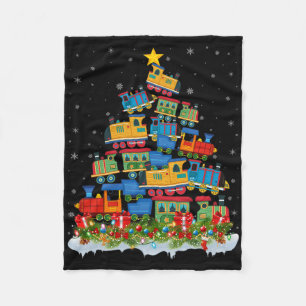 Treinliefhebber Kerstboom Kerstman Kersttrein Fleece Deken