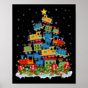 Treinliefhebber Kerstboom Kerstman Kersttrein Poster