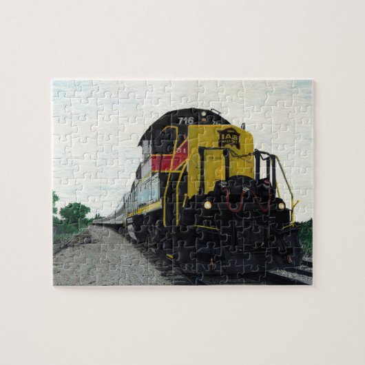 Treinlocomotief op sporen legpuzzel (Horizontaal)