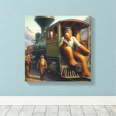 Treinmachinist Bigfoot Canvas Afdruk (Insitu (Houten vloer))