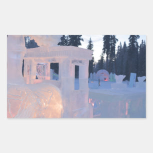 treinmotor Ijs sculptuur winter bevroren sneeuw ku Rechthoekige Sticker