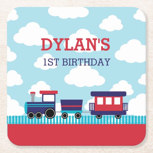 Treinpapier Onderzetters (Navy & Red) - Boys Kinde (Voorkant)