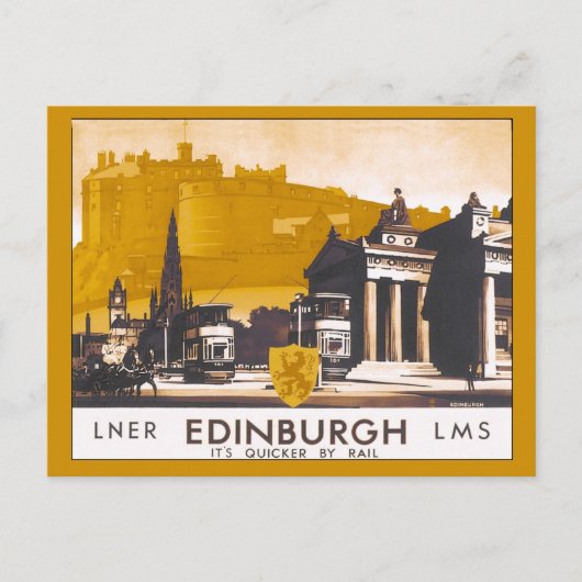 treinreis Edinburgh LNER/LMS Briefkaart (Voorkant)