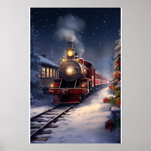 Treinreizen door sneeuw Poster (Voorkant)