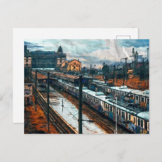 treinstation briefkaart (Voorkant / Achterkant)