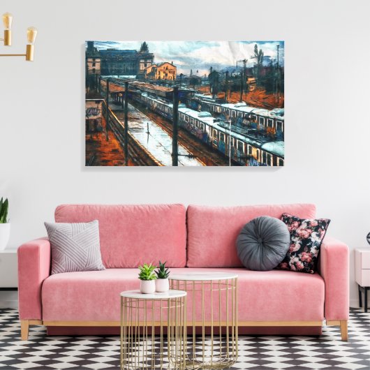treinstation canvas afdruk (Insitu (Woonkamer))
