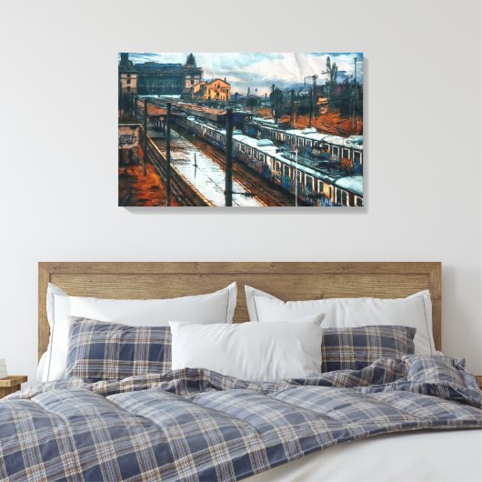 treinstation canvas afdruk (Insitu (Slaapkamer))