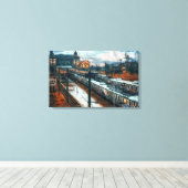 treinstation canvas afdruk (Insitu (Houten vloer))