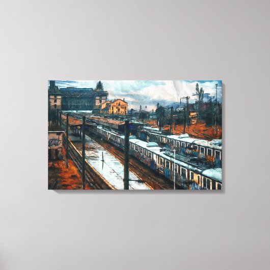 treinstation canvas afdruk (Voorkant)