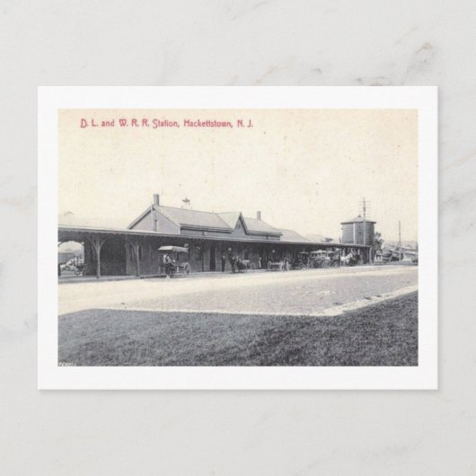 Treinstation, Hackettstown, NJ 1908 Vintage Briefkaart (Voorkant)