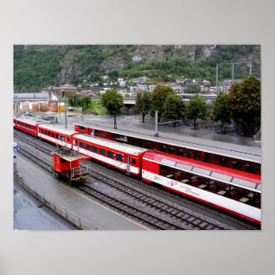 Treinstation in Brig in Zwitserland Poster