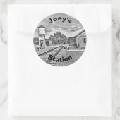 treinstation met tekst ronde sticker (Tas)