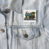 Treinstoomengine Choo Choo Pins Vierkante Button 5,1 Cm (In situ)
