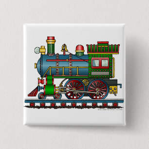 Treinstoomengine Choo Choo Pins Vierkante Button 5,1 Cm